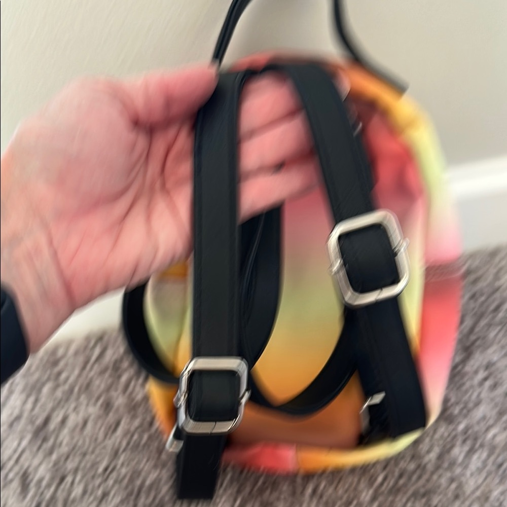 2/$20 Mini Backpack Purse Wild Fable in&out zip pockets adj straps Yellow Pink - Picture 4 of 12